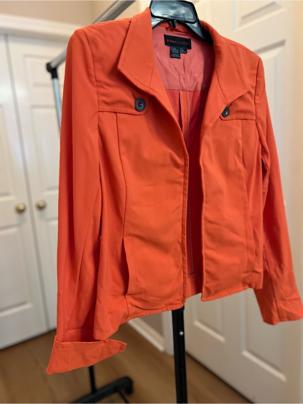 Nina Leonard Bright Orange Tailored Blazer - Picture 2 of 7